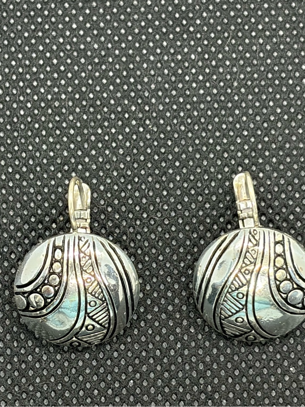Brighton Silver-Tone Engraved Round Drop Earrings